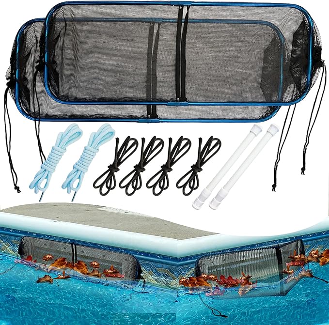 Pool Skimmer Screen Guard, Anti Rust Swimming Pool Skimmer Leaf Guard Net Blocker for Inground Above Ground Vinyl Lined, Pool Skimmer Leaf Catcher with Fine Mesh & Ultra Fine Mesh Easy to Install