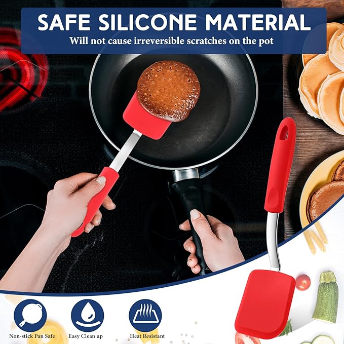 Small Silicone Spatula Flexible Silicone Cookie Spatula Heat Resistant Small Pancake Turner for Kitchen Use Nonstick Cookware No Scratch Cooking Flipper for Egg Pancake
