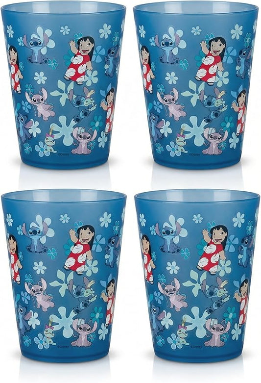 Disney Reusable Plastic Cups – 4 Pack 16 oz Plastic Drinking Glasses with Mickey, Stitch, Pooh, or Disney100 Designs – BPA-Free, Stackable, Top Rack Dishwasher Safe Tumblers for Water, Juice & More