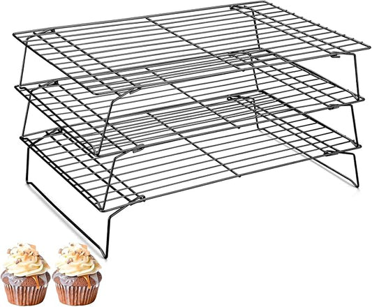 Pleafind 3 Pieces Stackable Cooling Rack Set, 16 x 10 Inch Stainless Steal Roasting Rack, Cooling Racks for Cooking, Baking, Roasting, Grilling, Oven and Dishwasher Safe