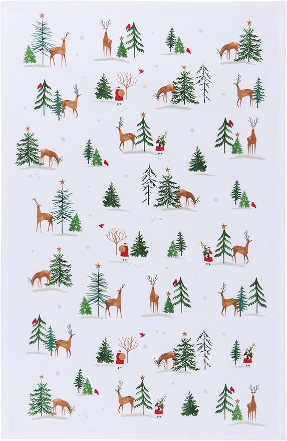 Now Designs Santa's Reindeer Printed Dishtowel (NKT2407D)