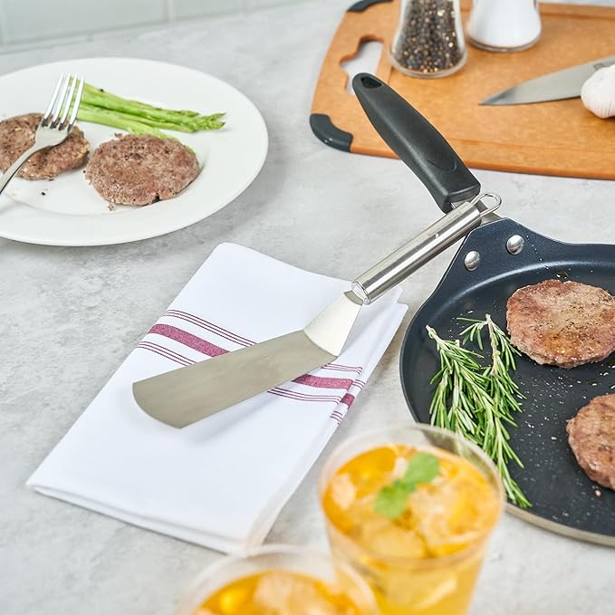 Restaurantware 11" Stainless Steel Turner - 24 Pack - German Standard Kitchen Spatula with Ergonomic Handle, Heat-Resistant - Heavy-Duty Steel Spatula for Flipping Burgers, Eggs, Meat