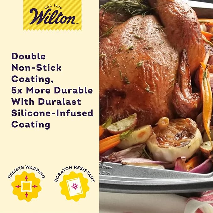 Wilton Platinum Non-Stick 13 x 9 Inch Oblong Baking or Roasting Pan, Cold-Rolled Steel Bakeware, Made without PFAS, Packaging May Vary