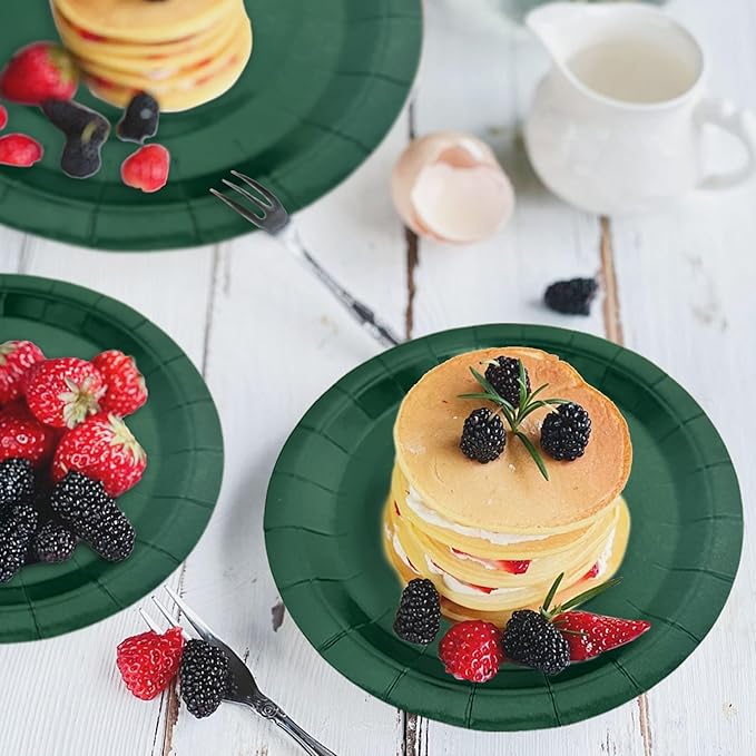 40Pcs Disposable Paper Plates Green,Including 20pcs 9" and 20pcs 7" Plates,Strong and Sturdy Disposable Plates for Party, Dinner, Holiday, Picnic,Birthday Party, Dinner Table, Wedding