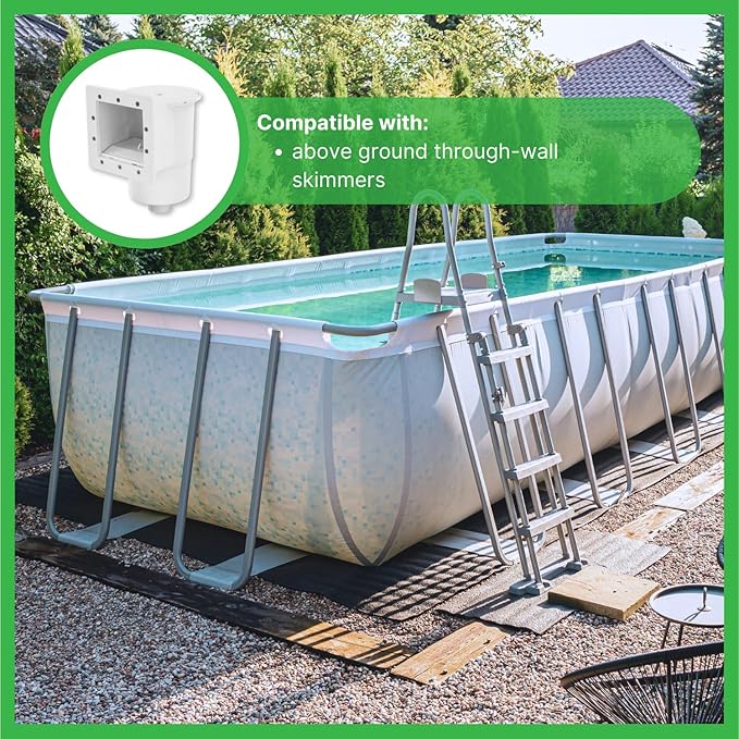 FibroPool Above Ground Swimming Pool Through-Wall Skimmer Basket with Handle (2 Pack) Replacement Strainer for Leaves and Debris - Not Compatible with inground Pools