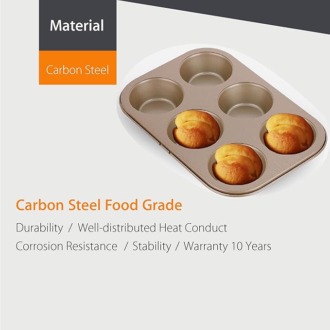 6 Cups Carbon Steel Nonstick Bakeware Muffin Pan