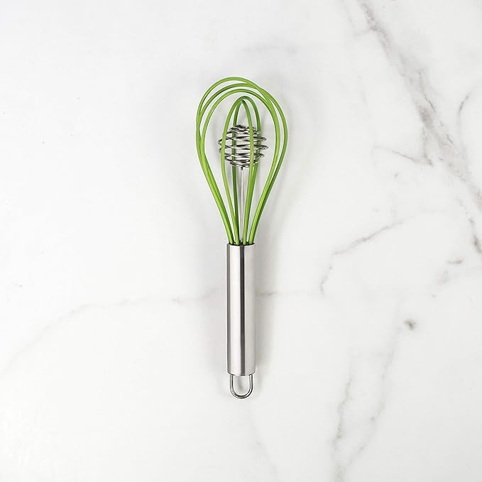 Mrs. Anderson’s Baking Rapid Whisk Junior with Double Helix Spiral Blades, 18/8 Stainless Steel and Silicone, Green