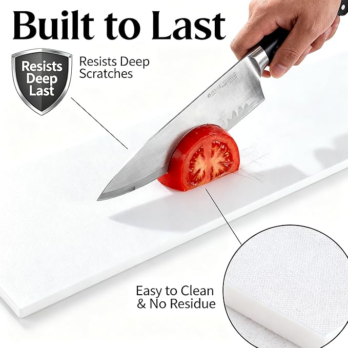 Commercial Cutting Board, Plastic Poly Kitchen Board Dishwasher Safe, Heavy Duty Food Prep Surface for Restaurant Use (72"L x 8.88"W x 0.57"Th)
