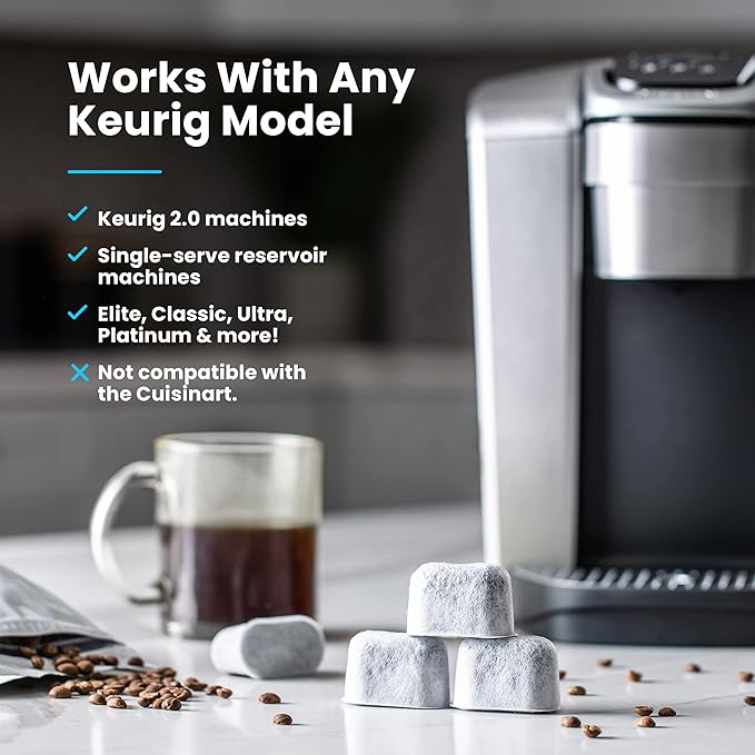 K&J Replacement Charcoal Water Filters Compatible With KEURIG - Universal Fit (NOT CUISINART) for Keurig 2.0 (and older) Coffee Machines (6-Pack)