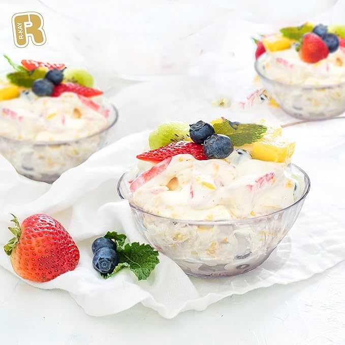 R-Kay 6 Oz Clear Plastic Small Bowls - 50 Pack Disposable Heavy Duty Dessert Bowls With Ice Cream and Salsa (6 OZ, 50 Count)