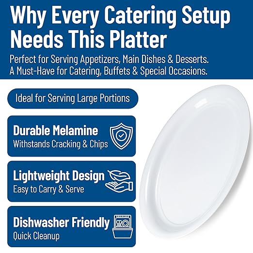 Carlisle FoodService Products Displayware Plastic Catering Platter 21" x 15" White