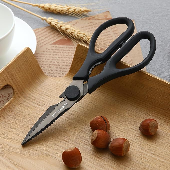 Kitchen Scissors All Purpose for Food, Heavy Duty Kitchen Shears that Come Apart, Sharp Stainless Steel Poultry Shears, Cooking Meat Scissors with Good Grips,Titanium Plated Black