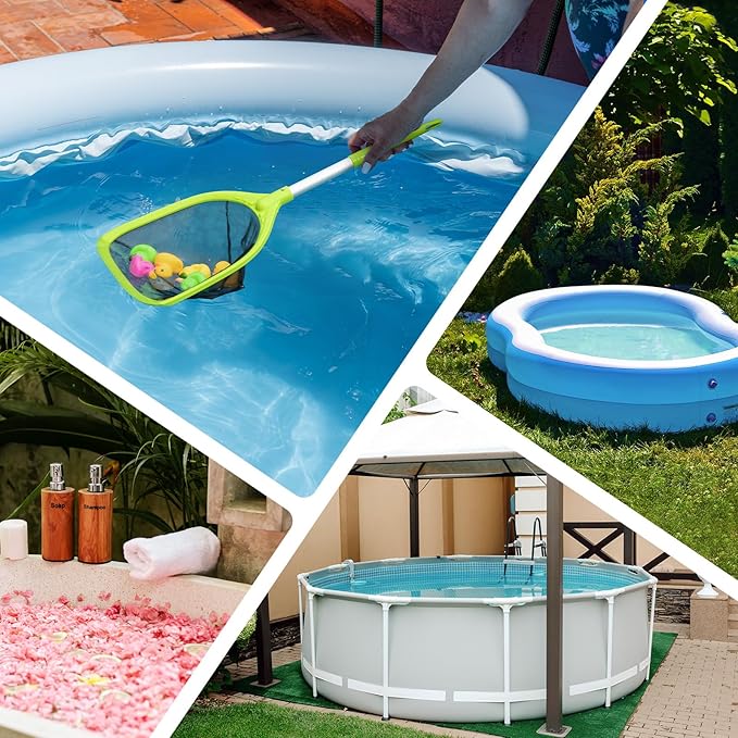 Pool Net Total Length 26.8 inches, Swimming Pool Skimmer Net with Aluminum Pole for Fast Cleaning Ponds, Hot Tub, and Spas, Pool Cleaner Supplies and Accessories