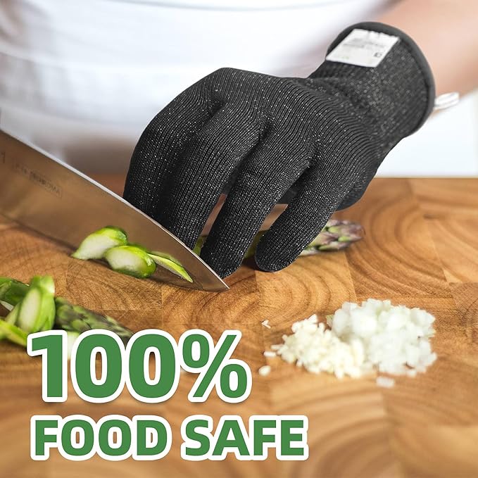 Schwer 2 Pairs ANSI A7 Cut Resistant Gloves, Mandoline Glove for Kitchen, Breathable & Comfortable, Food Grade Cutting Gloves for Meat Cutting, Fish Processing, Carving, and Shelling, PR1509, XL
