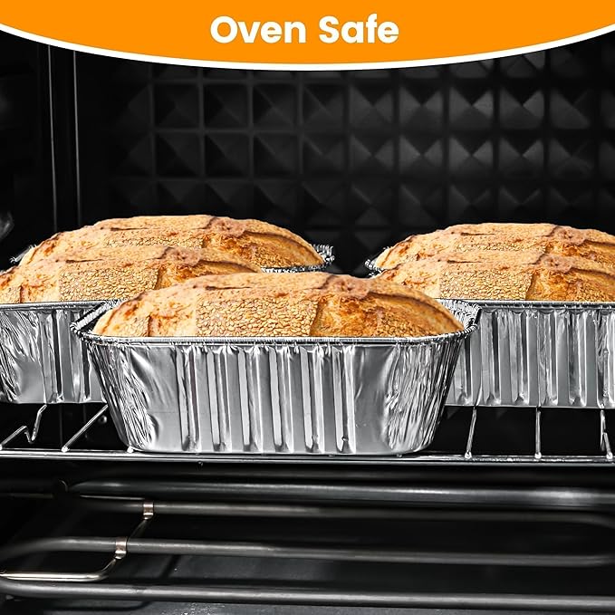 60 Pack 6"x3.5"x2" Disposable Aluminum Loaf Pans with Chear Lids, 1 lb Mini Foil Loaf Pans & Food Containers,Small Aluminum Tin Foil Baking Pan for Cakes, Bread, Meat, Loaves