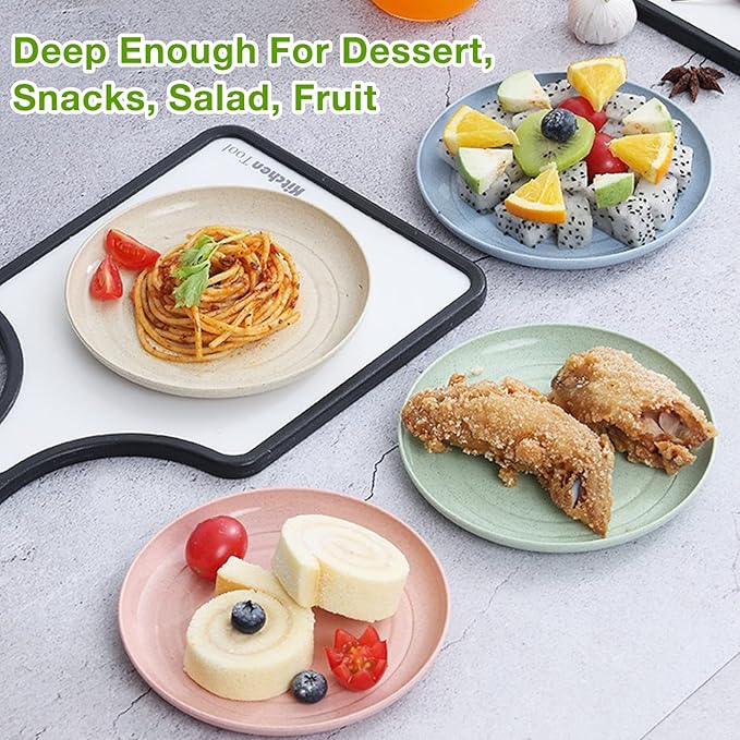 Mfacoy 6 Pack Unbreakable Dinner Plates, 10 Inch Wheat Straw, Reusable Deep Plastic, Lightweight for Camping/Kitchen, Dishwasher & Microwave Safe, Kids-Toddler & Adult