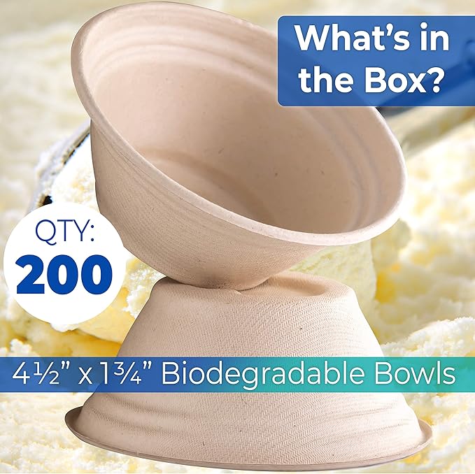 Vet-Grade Biodegradable Disposable Tan Kraft Pet Bowls Bulk 200Pk 8 Oz/1 Cup. Non-Toxic Food and Water Dishes for Puppies, Small Dogs or Cats. Sturdy and Leakproof for Healthy Pets!