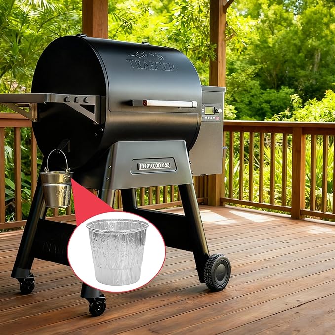 30 Pack BAC407 Grease Bucket Liner for Traeger Ironwood 885/650 Drip tray, Traeger Pro 780/575 Grill Drip Tray Liner Accessories, Traeger Drip Tray Liner 20/22/34 Series Grill Accessories, 4.9" x 4"