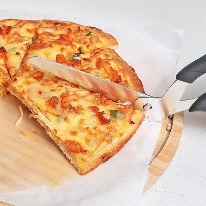 Pizza Scissors, Pizza Cutter with Ultra Sharp Detachable Blade and Ergonomic Soft Grip, 10.3Inch, Black&Grey