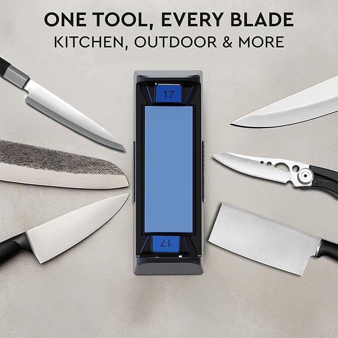 Sharp Pebble Complete Whetstone Knife Sharpening System – 1000/6000 Grit Wet Stone Sharpener Kit with Built-In Angle Guides (15°/17°/20°/22°) – Beginner-Friendly