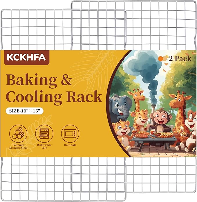 2PCS Cooling Racks for Cooking and Baking, 10" x 15" Stainless Steel Wire Rack for Baking Sheet, Grilling, Roasting, Drying, Oven and Dishwasher Safe