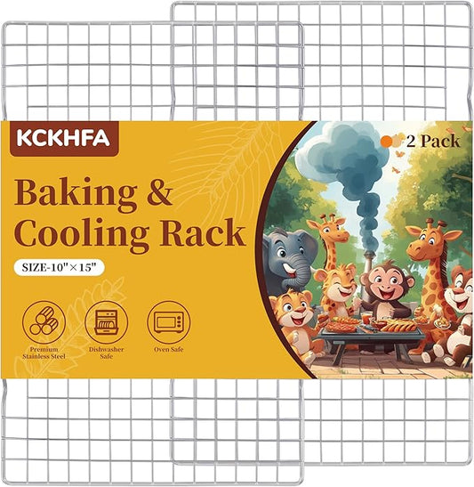 2PCS Cooling Racks for Cooking and Baking, 10" x 15" Stainless Steel Wire Rack for Baking Sheet, Grilling, Roasting, Drying, Oven and Dishwasher Safe