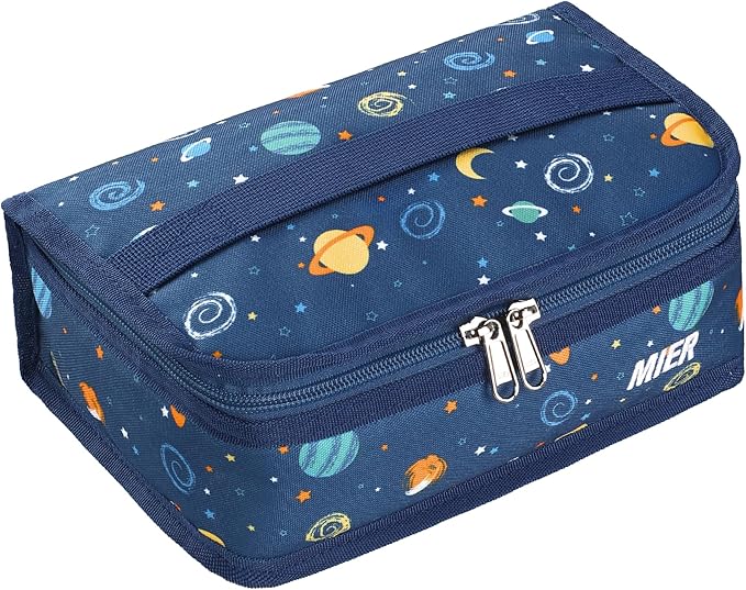 MIER Small Lunch Bag for Kids & Adults Compact Insulated Lunch Box Portable Thermal Mini Cooler for Work School Travel, Planet