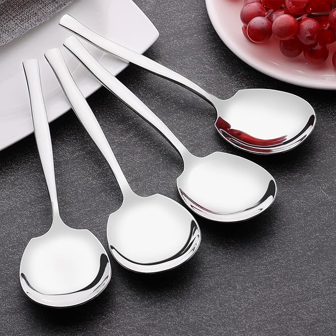 8 Pieces Stainless Steel Serving Spoons, Large Buffet Serving Spoon