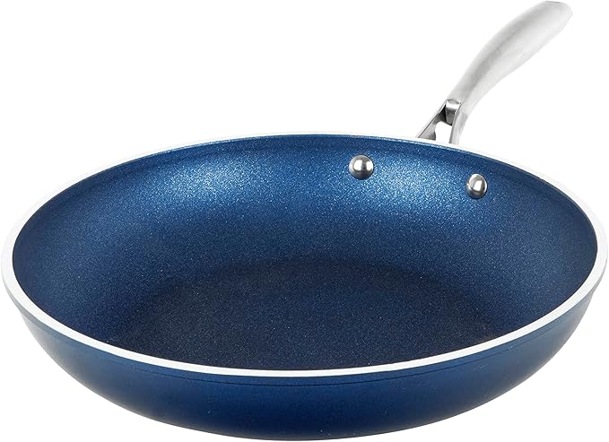 Granitestone Blue 12 Inch XL Non Stick Frying Pan Skillet with Mineral and Diamond Triple Coated Surface for Long Lasting Nonstick Frying Pan for Cooking, Metal Utensil/Oven/Dishwasher Safe