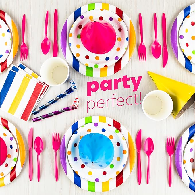 PLASTICPRO 400 Pack Disposable Plastic Utensils Assorted Colored Cutlery Combo Set Forks Spoons Knives Silverware, Pink Plastic Cutlery for Parties