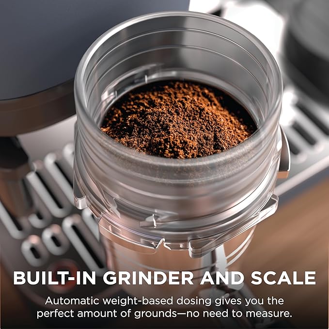 Ninja Luxe Café Premier 3-in-1 Espresso Machine, Drip Coffee, & Rapid Cold Brew | Built-in Coffee Grinder, Hands-Free Milk Frother, Assisted Tamper for Cappuccinos & Lattes | Cyberspace | ES601CY