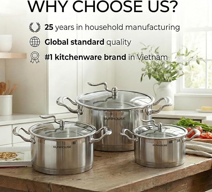 Sunhouse Stockpot (COOKWARE SET, 2-Quart, 3.5-Quart, 7-Quart)