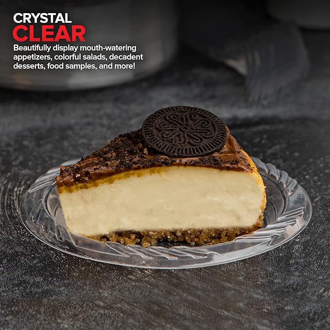 Stock Your Home 6-Inch Clear Plastic Dessert Plates (480 Pack) Flexible Disposable Clear Plates for Dessert & Appetizers, Crystal Clear Small Plates for Parties & Catering, Clear Plastic Party Plates