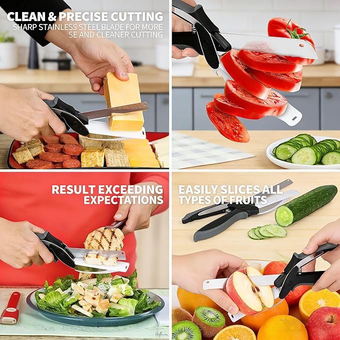 Separable Stainless Steel Barbecue Steak Cutting Shear Household Vegetable Scissors 2 In 1 Multi Kitchen Tool Fruit Knife