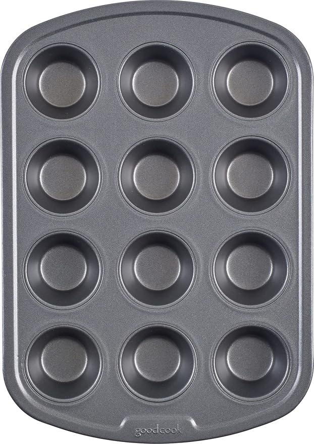 GoodCook Everyday Nonstick Steel Mini Muffin Pan , 12 cup, Gray