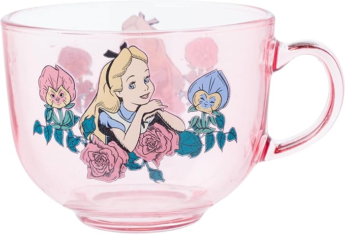 Silver Buffalo Disney Alice in Wonderland Teacup Glass Coffee Mug, 16 Ounces