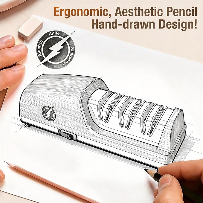 Replaceable Sharpener Electric Knife Sharpener, 3-Stage with 100% Diamond Abrasives & Precision Angle Guides, Kitchen Knife Sharpener with Sharpening and Polishing Function