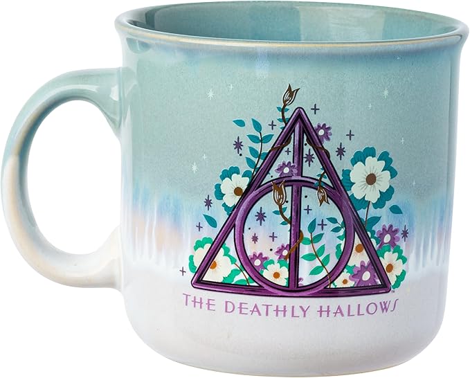 Silver Buffalo Harry Potter The Deathly Hallows Reactive Glaze Ceramic Camper Mug, 20 Ounces