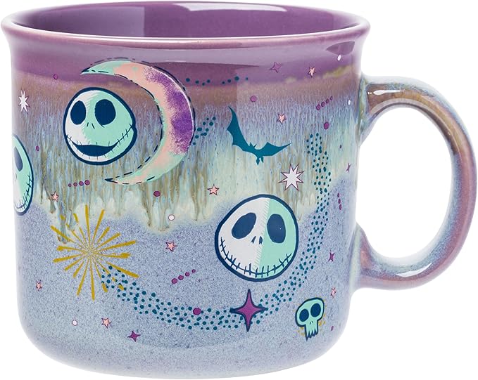 Silver Buffalo Disney Nightmare Before Christmas Jack Skellington Mystic Opulence Reactive Glaze Ceramic Camper Mug, 20 Ounces