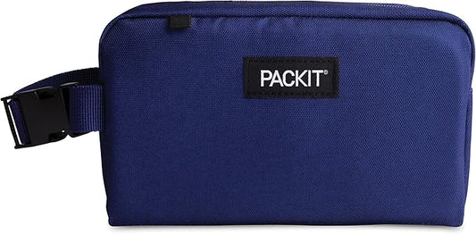 PackIt Freezable Snack Box, True Blue, Built with EcoFreeze Technology, Collapsible, Reusable, Zip Closure with Buckle Handle, Designed For Work Snacks, Fresh Snacks On the Go, Adults, and All Ages