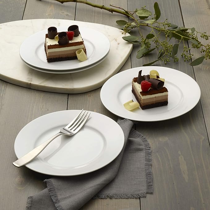 Everyday White Classic Rim Set of 4 Salad Plates, 8.25 inch