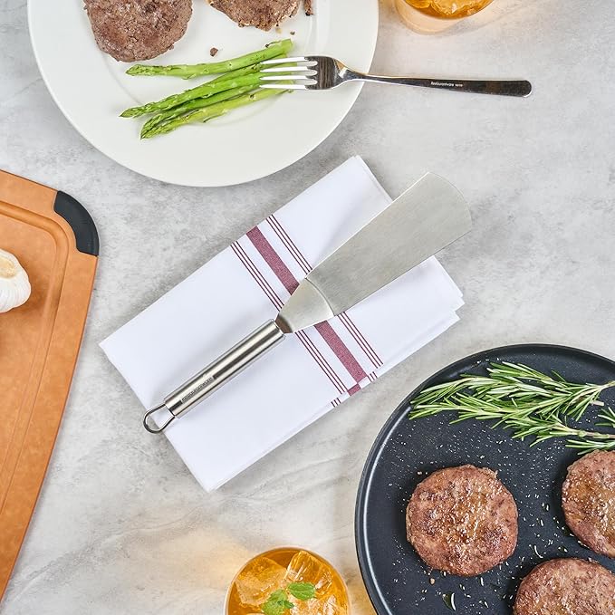 Restaurantware 11" Stainless Steel Turner - 24 Pack - German Standard Kitchen Spatula with Ergonomic Handle, Heat-Resistant - Heavy-Duty Steel Spatula for Flipping Burgers, Eggs, Meat