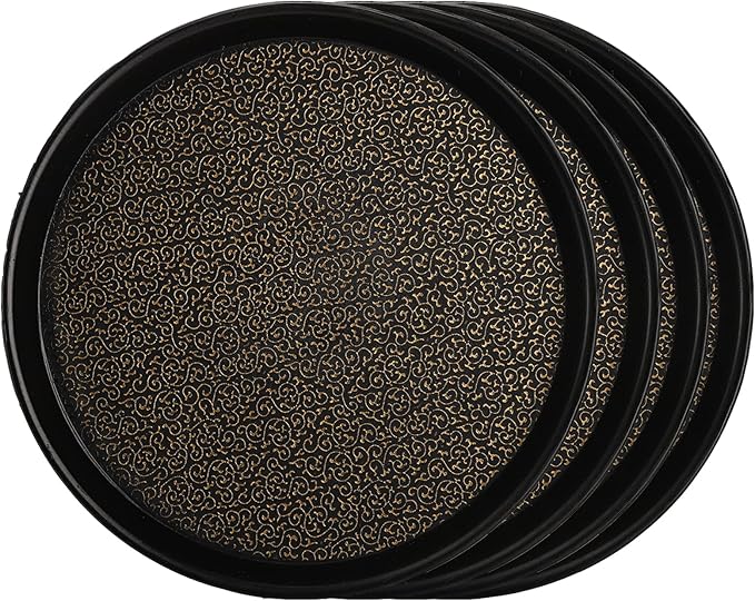Frcctre 4 Pack 12 Inch Plastic Serving Tray, Round Non-Slip Restaurant Serving Trays Cafeteria Food Service Tray for Home, Party, Events