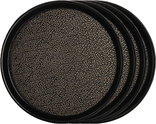 Frcctre 4 Pack 12 Inch Plastic Serving Tray, Round Non-Slip Restaurant Serving Trays Cafeteria Food Service Tray for Home, Party, Events