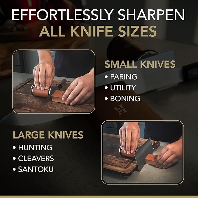 Rolling Knife Sharpener Kit – 3-Stage 400/1000/3000 Grit Discs – 15° & 20° Magnetic Angles – Replaceable Diamond & Ceramic Discs – Professional Kitchen & Chef Knife Sharpening System