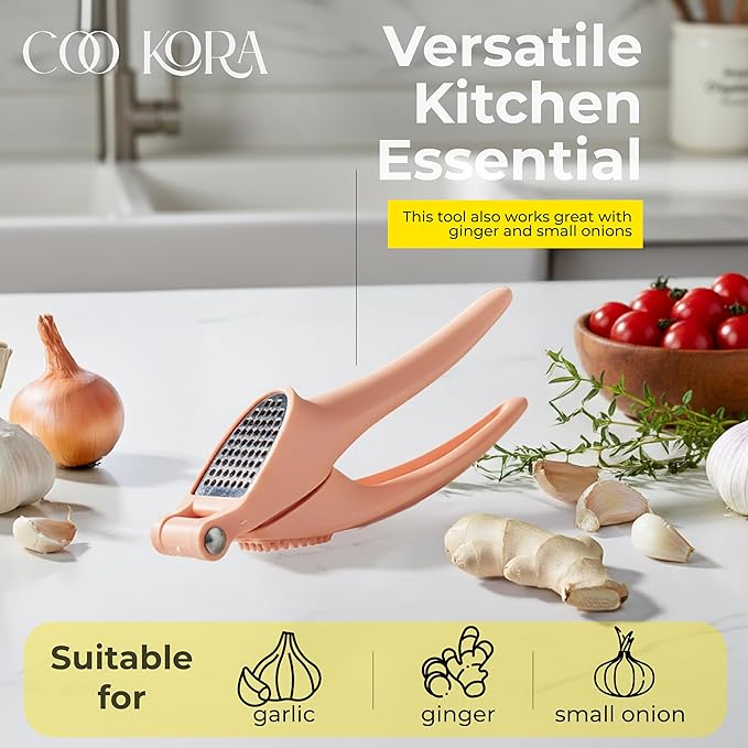 Garlic Press Crusher, Manual Garlic Mincer, Easy Squeeze Garlic Press Tool, Kitchen Garlic Crusher, Dishwasher Safe
