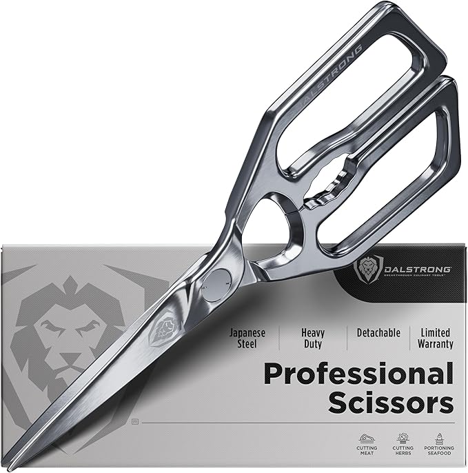 Dalstrong Kitchen Scissors All Purpose - Japanese Stainless Steel - Ambidextrous Kitchen Shears for Food - Detachable - Heavy Duty Scissors Sharp Scissor - Herbs, Pizza, Poultry Meat Cutting Scissors
