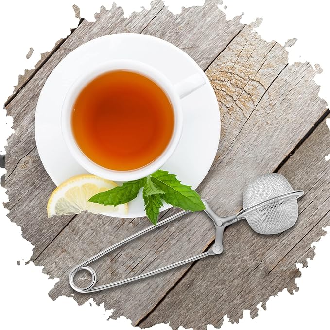 Yinder 72 Pcs Snap Ball Tea Strainer,Stainless Steel Snap Tea Infuser Mesh Ball with Handle for Loose Leaf Tea Reusable Metal Tea Filter Fine with Tong Pincer in Bulk for Kitchen Mulling Spices