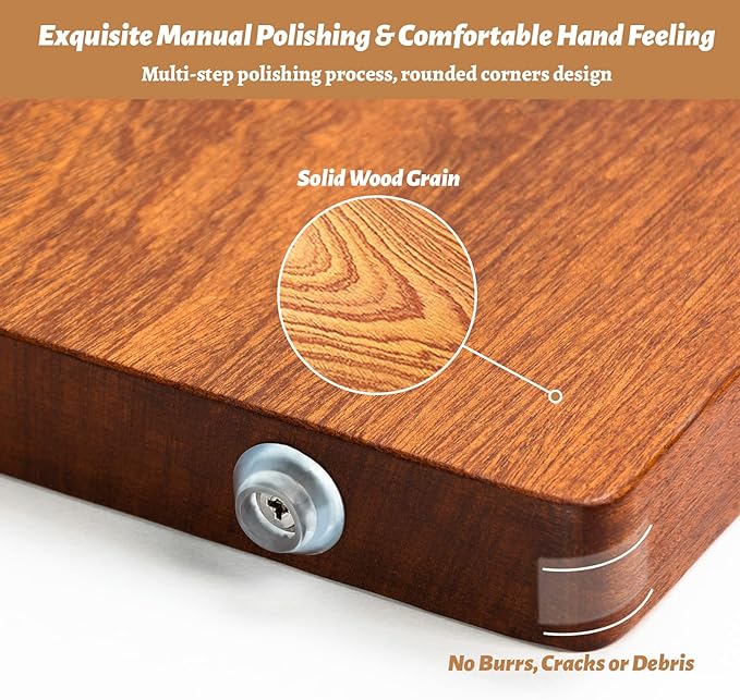 Real Solid Sapele Cutting Board One Piece No Glue Non Toxic All Whole Single Wood Butcher Block Thick Hard Wood Heavy Duty Edge Grain (Large, 15.74"L*11.81"W*1.18"Th)
