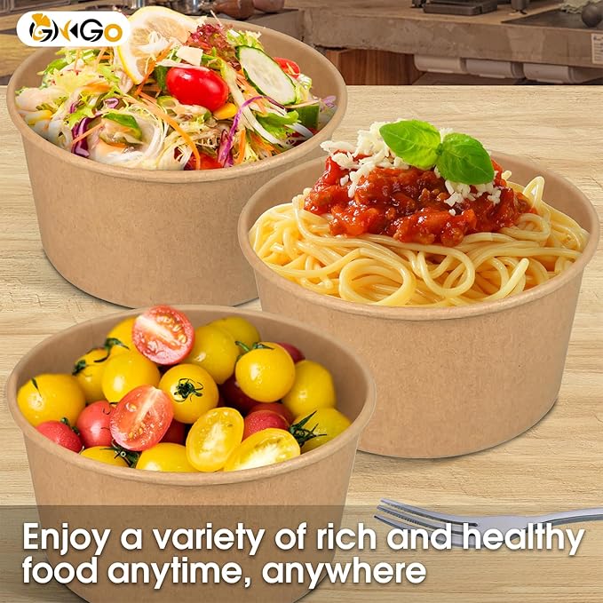 Ginkgo 90 Count 30 oz Extra Large Paper Bowls Leak Proof Disposable Hot Soup Bowls Bulk Large Salads Bowls, Heavy Duty Paper Bowls for Ice Cream, Hot Soup, Salad, Dessert, Cereals, Food